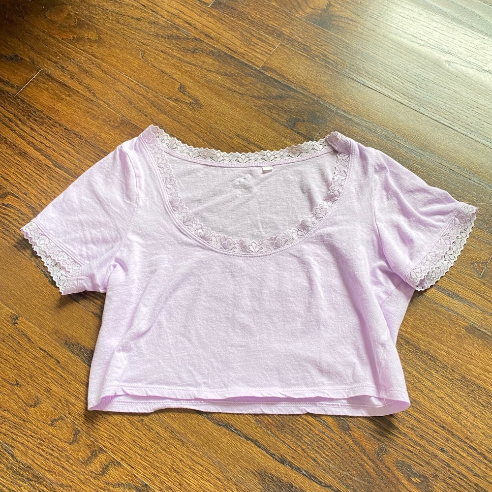 pacsun lavender lace scoop neck tee